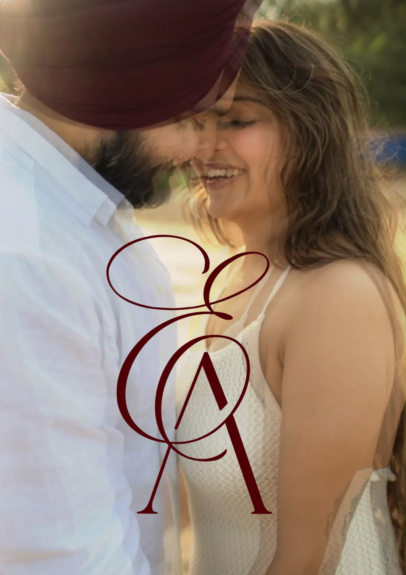 The happy couple sharing a tender moment
